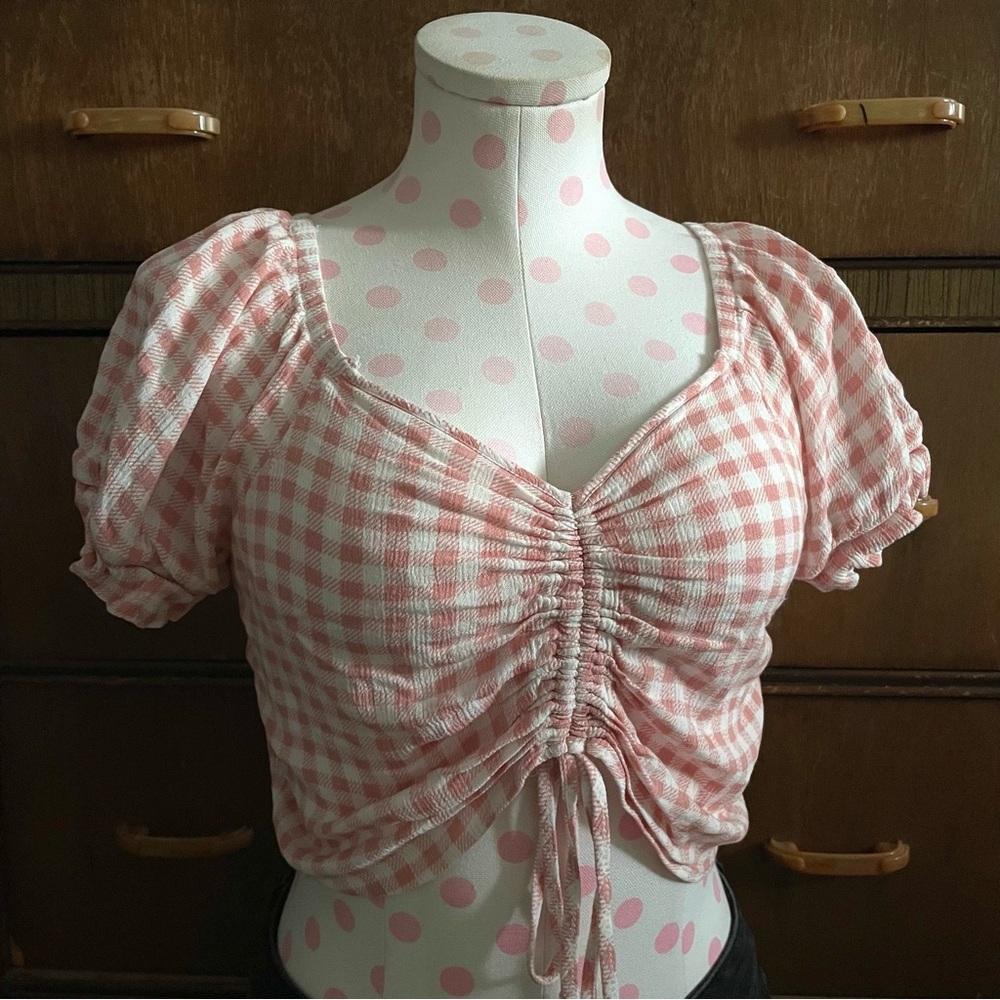 Gingham Blouse Crop Top